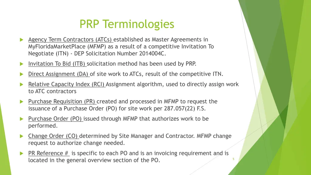 prp terminologies