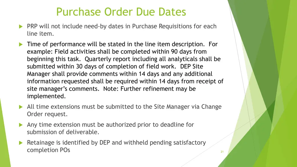 purchase order due dates