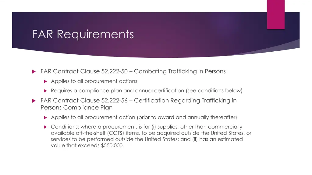 far requirements