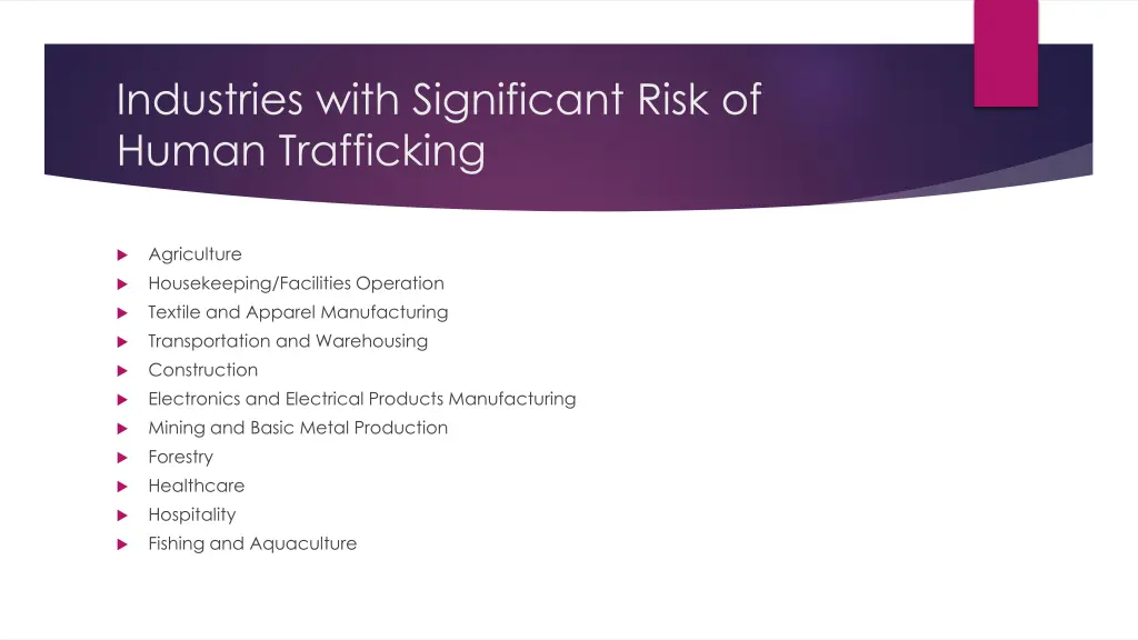 industries with significant risk of human