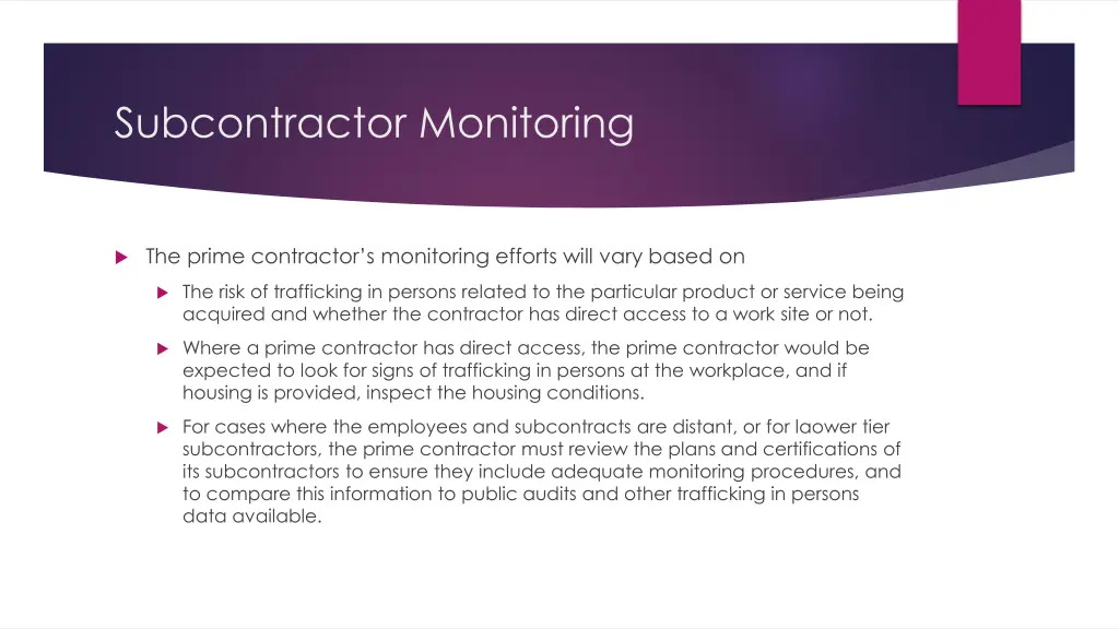 subcontractor monitoring