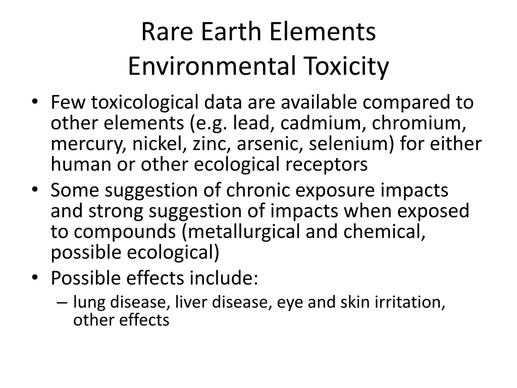 rare earth elements environmental toxicity