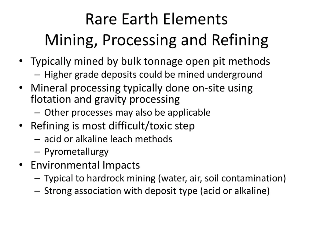 rare earth elements mining processing