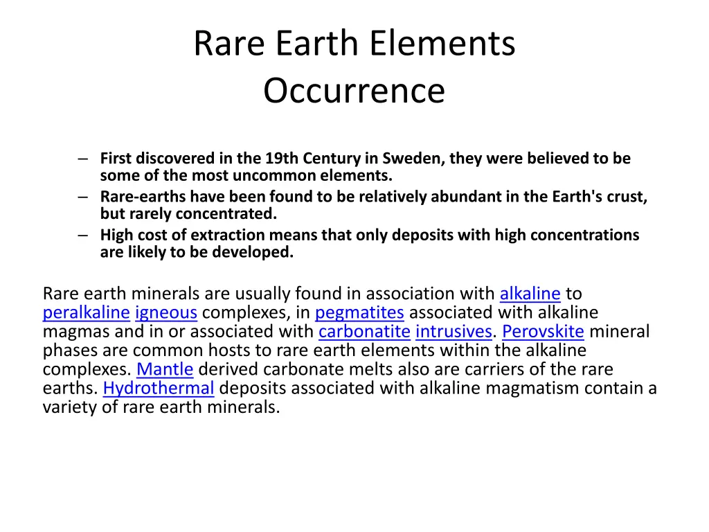 rare earth elements occurrence