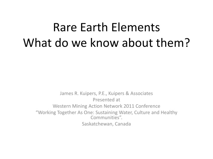 rare earth elements what do we know about them