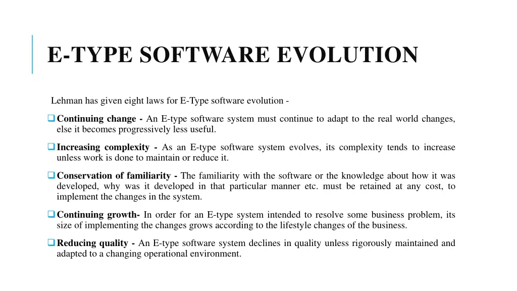 e type software evolution