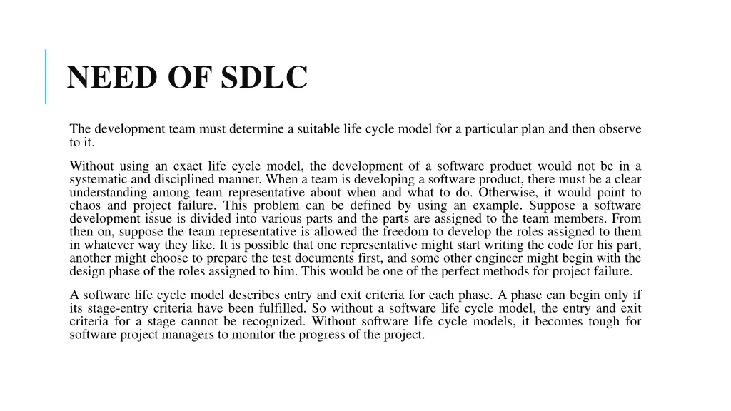 need of sdlc