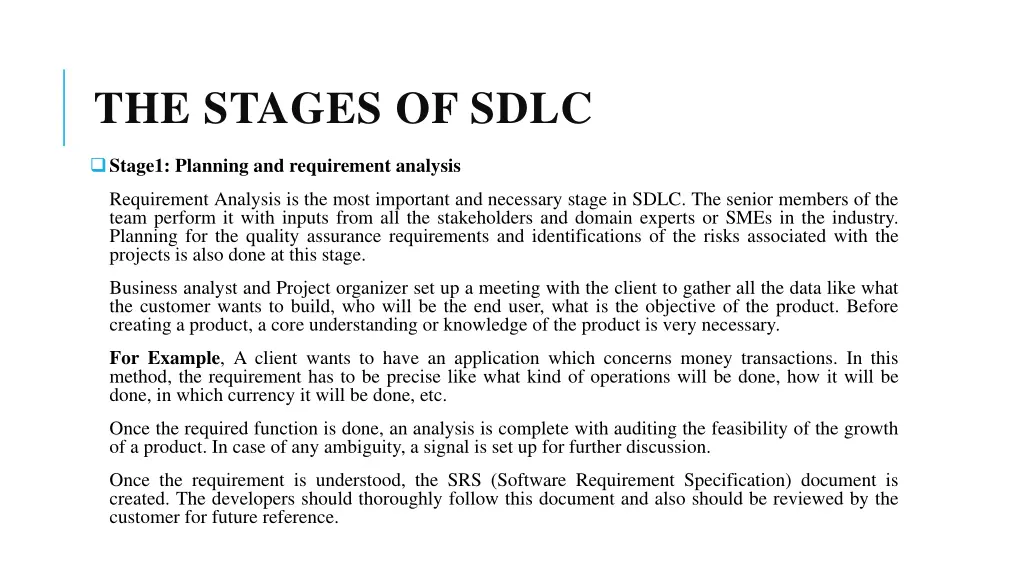 the stages of sdlc