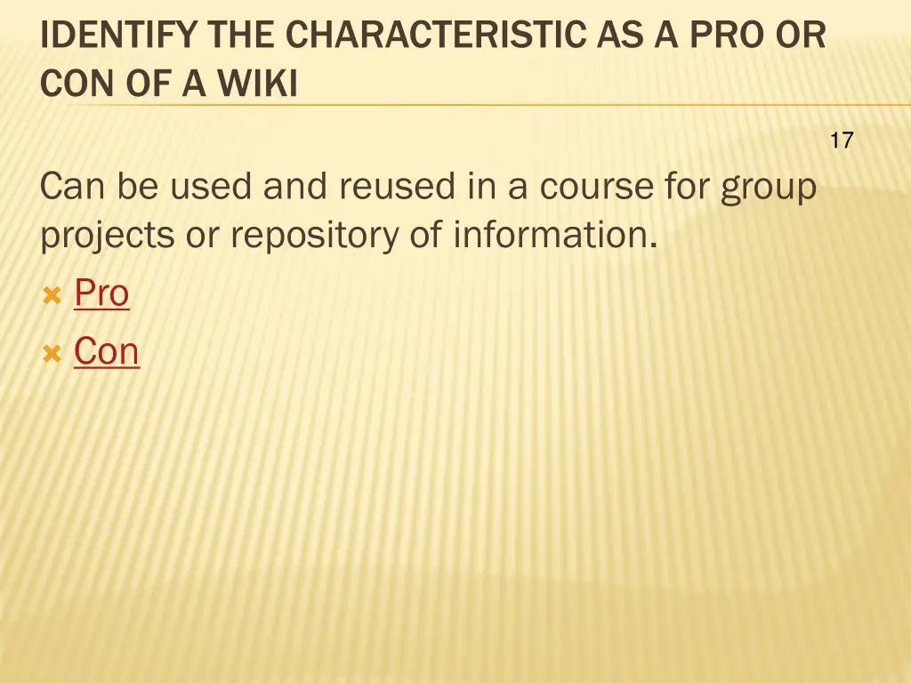 identify the characteristic 1