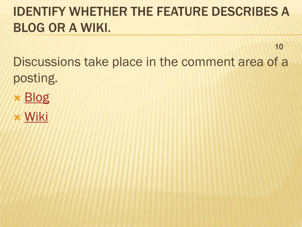 identify whether the feature describes a blog 1