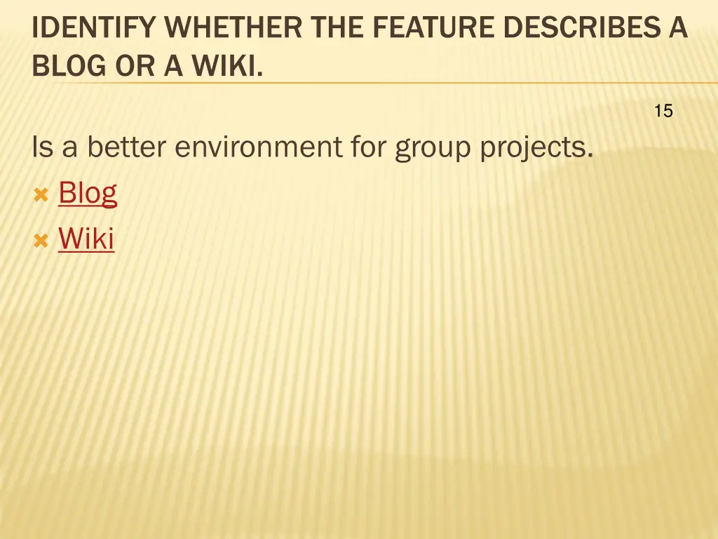 identify whether the feature describes a blog 6