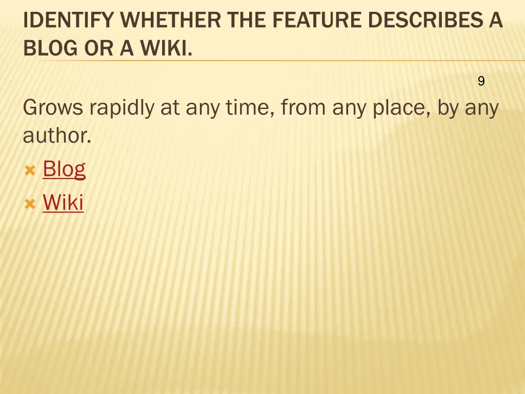 identify whether the feature describes a blog