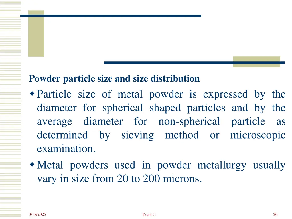 powder particle size and size distribution