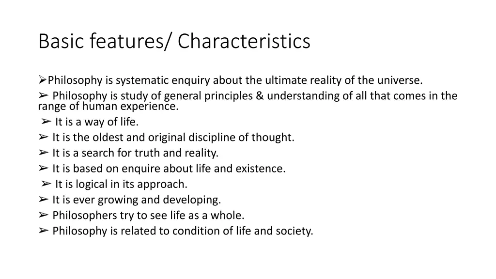 basic features characteristics