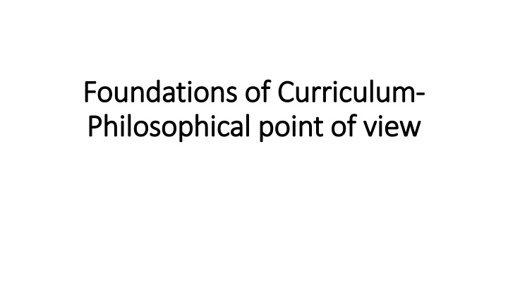 foundations of curriculum foundations