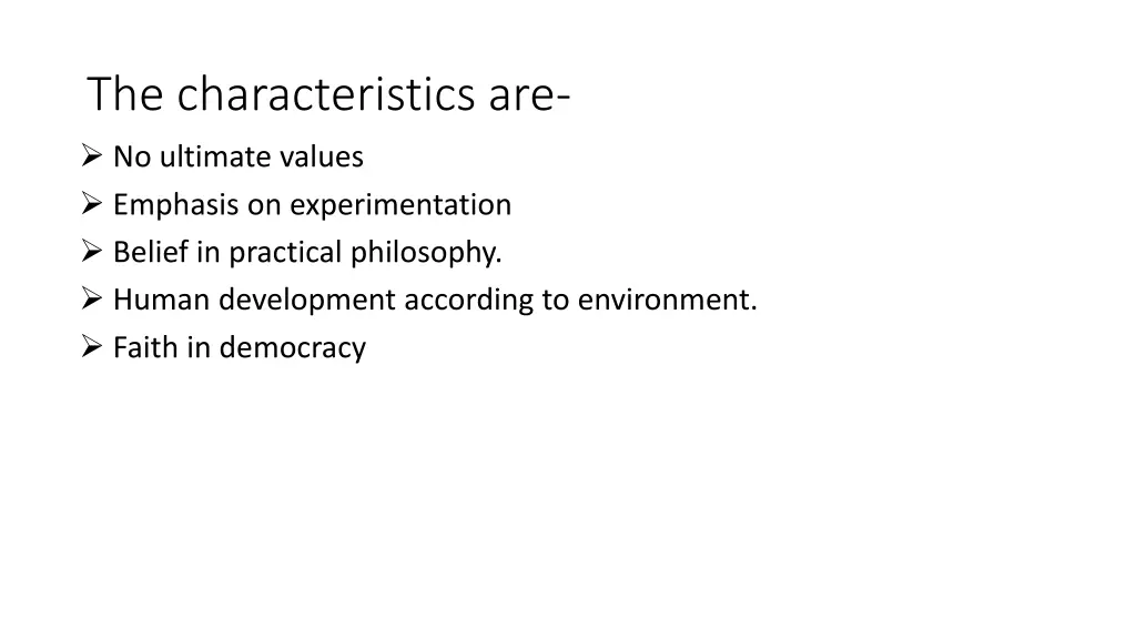 the characteristics are no ultimate values