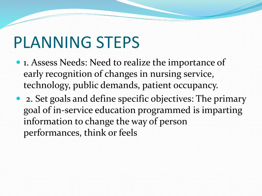 planning steps