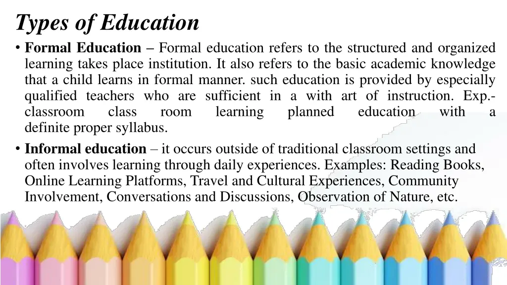 types of education formal education formal
