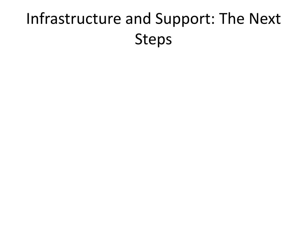 infrastructure and support the next steps