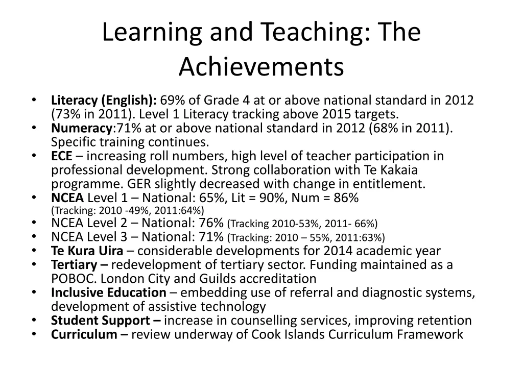 learning and teaching the achievements