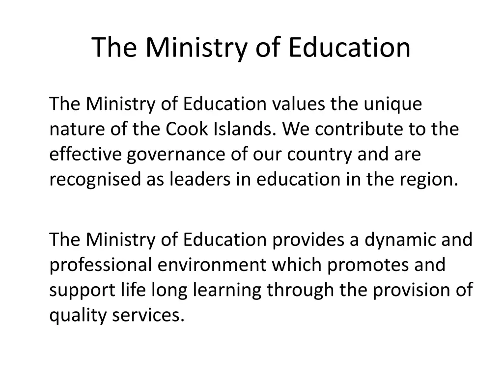 the ministry of education