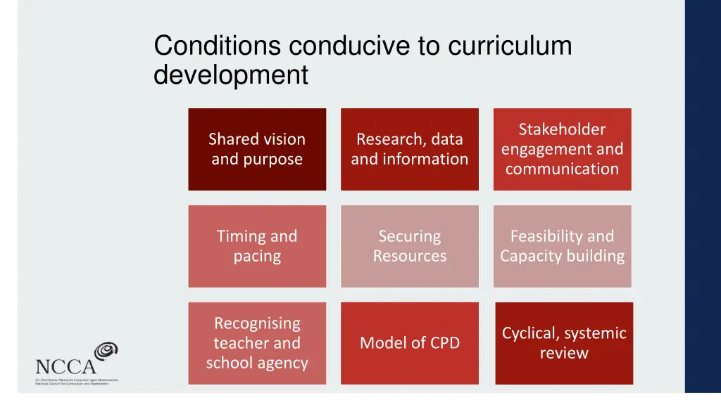 conditions conducive to curriculum development