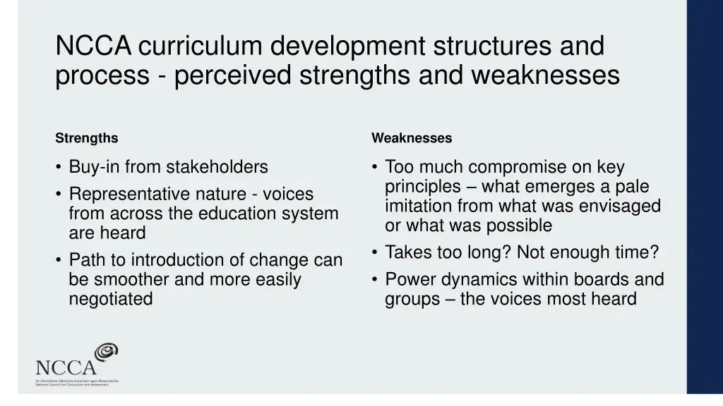ncca curriculum development structures