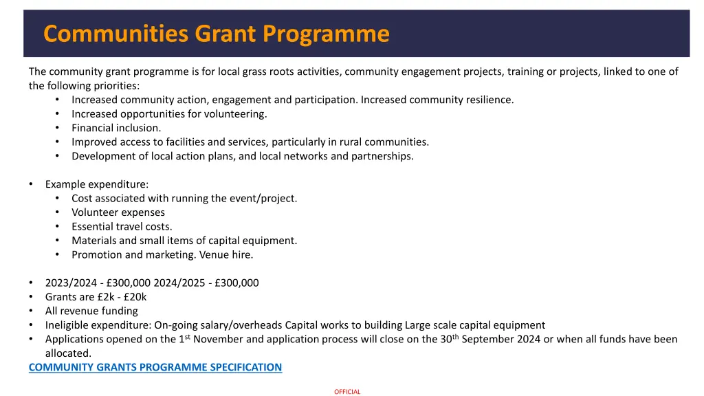 communities grant programme