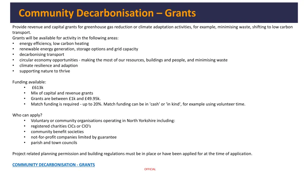 community decarbonisation grants