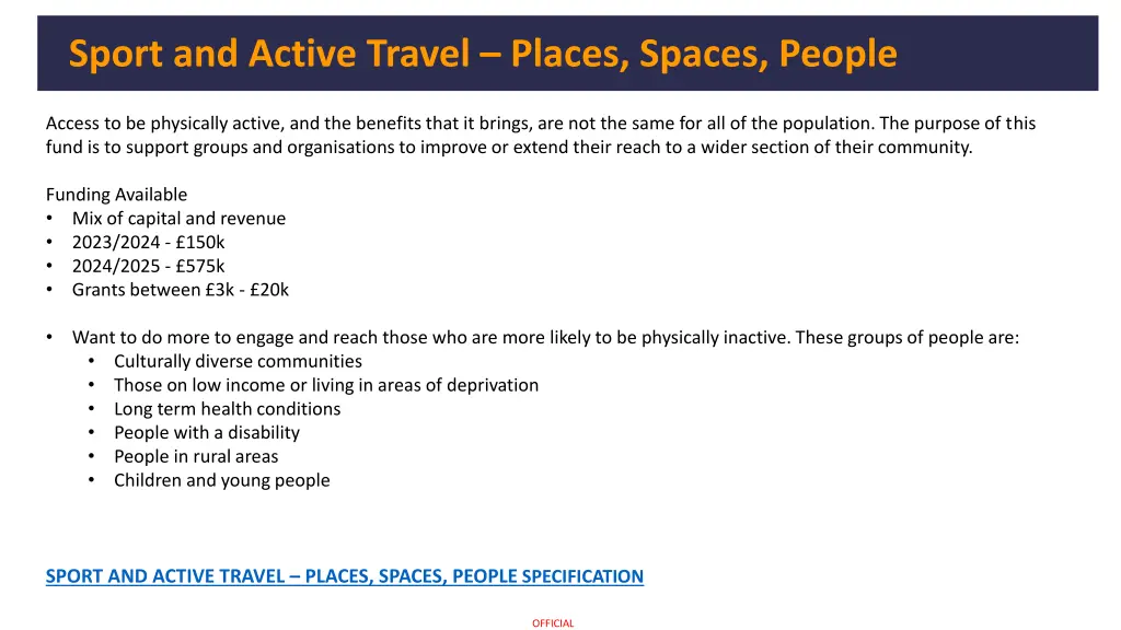 sport and active travel places spaces people
