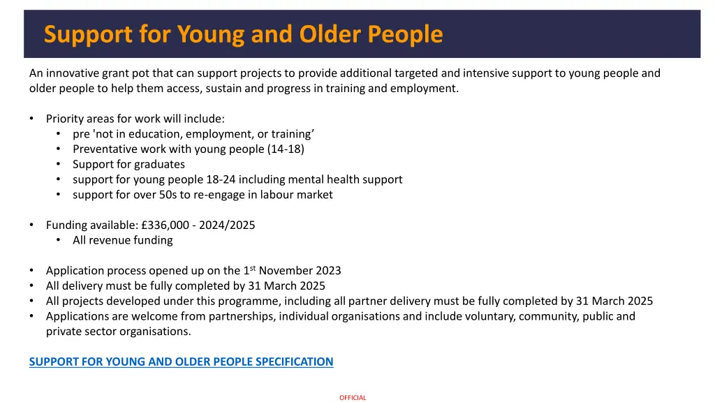 support for young and older people