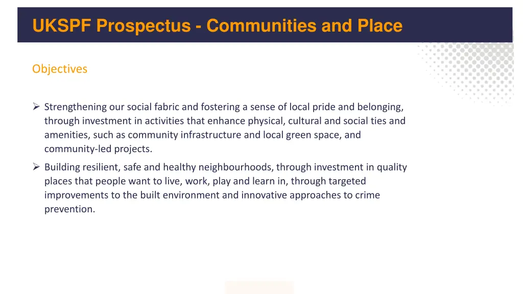 ukspf prospectus communities and place
