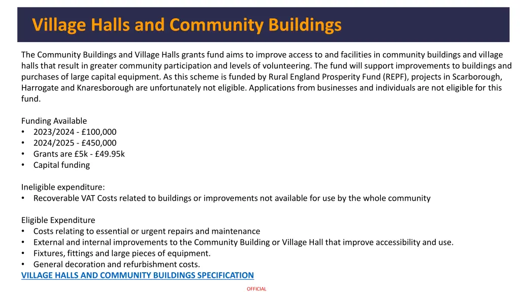 village halls and community buildings
