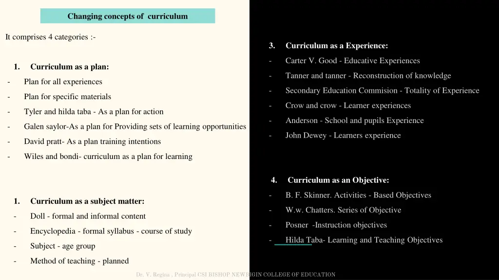 changing concepts of curriculum