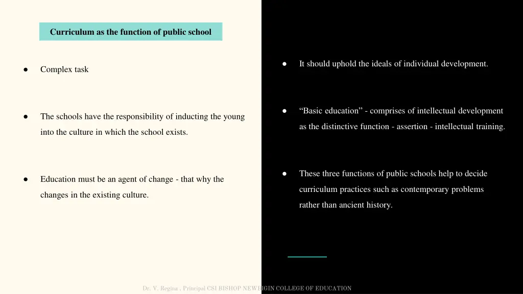 curriculum as the function of public school