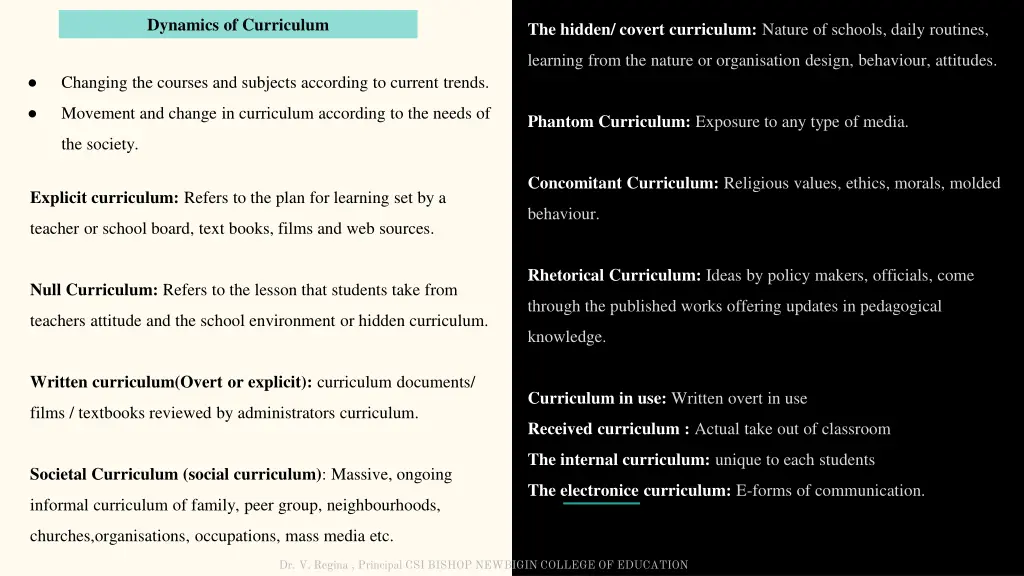 dynamics of curriculum