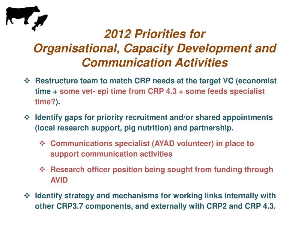 2012 priorities for