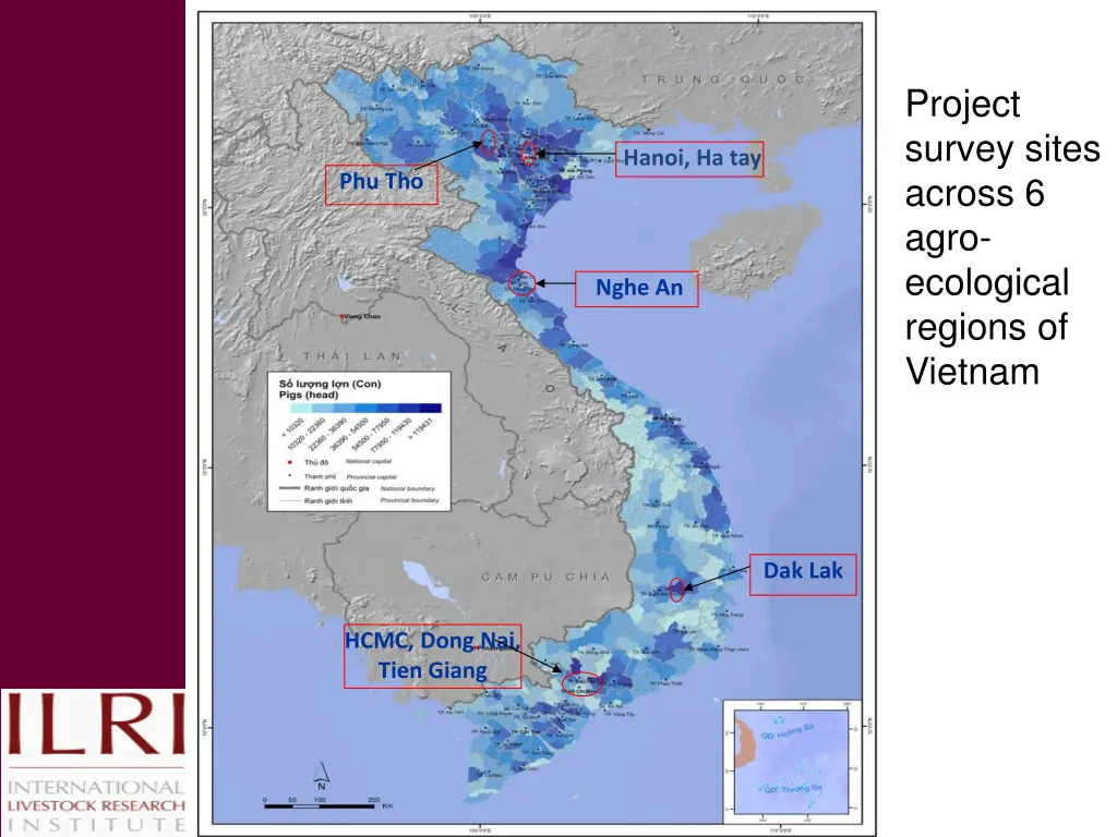 project survey sites across 6 agro ecological