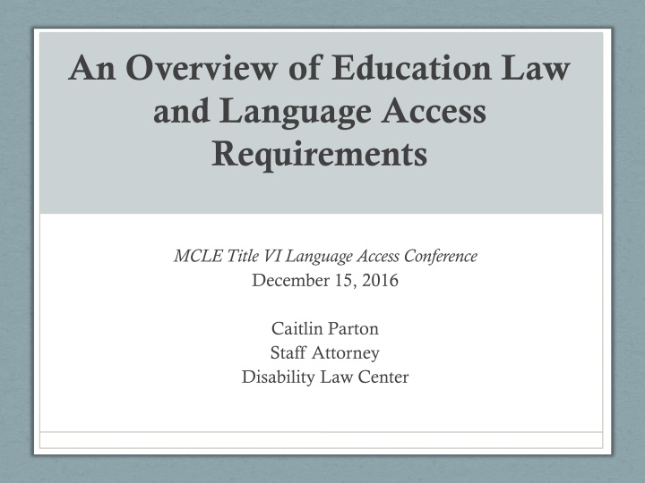 an overview of education law and language access