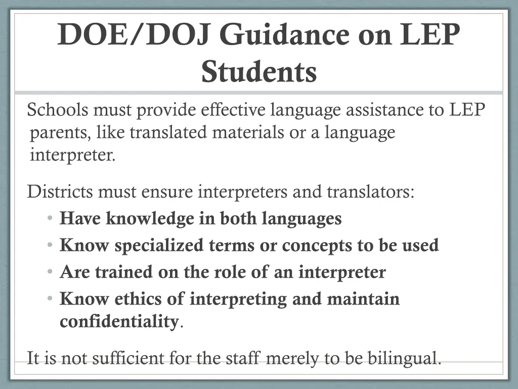doe doj guidance on lep students schools must