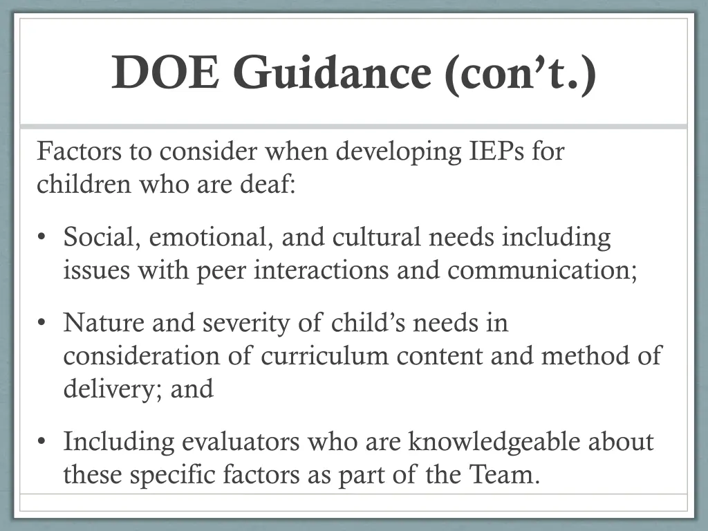 doe guidance con t