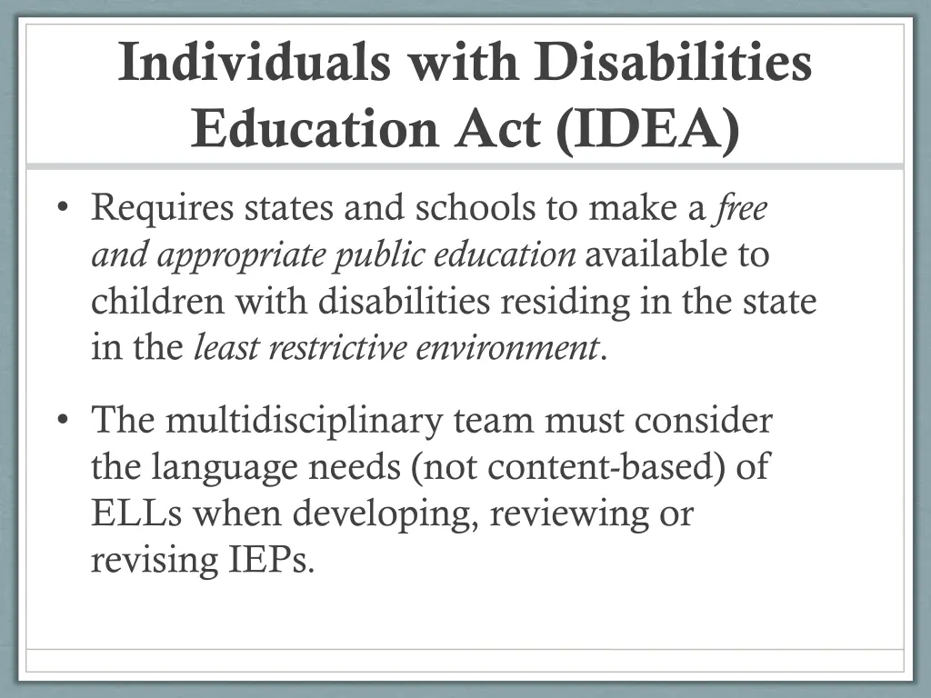individuals with disabilities education act idea