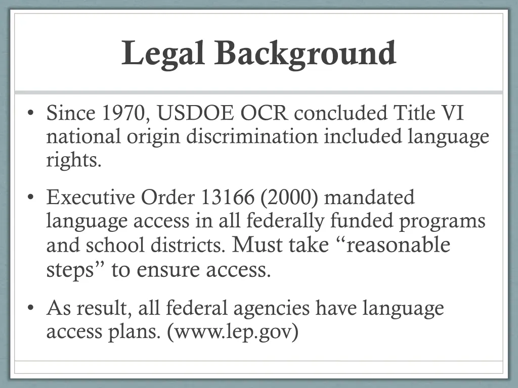 legal background
