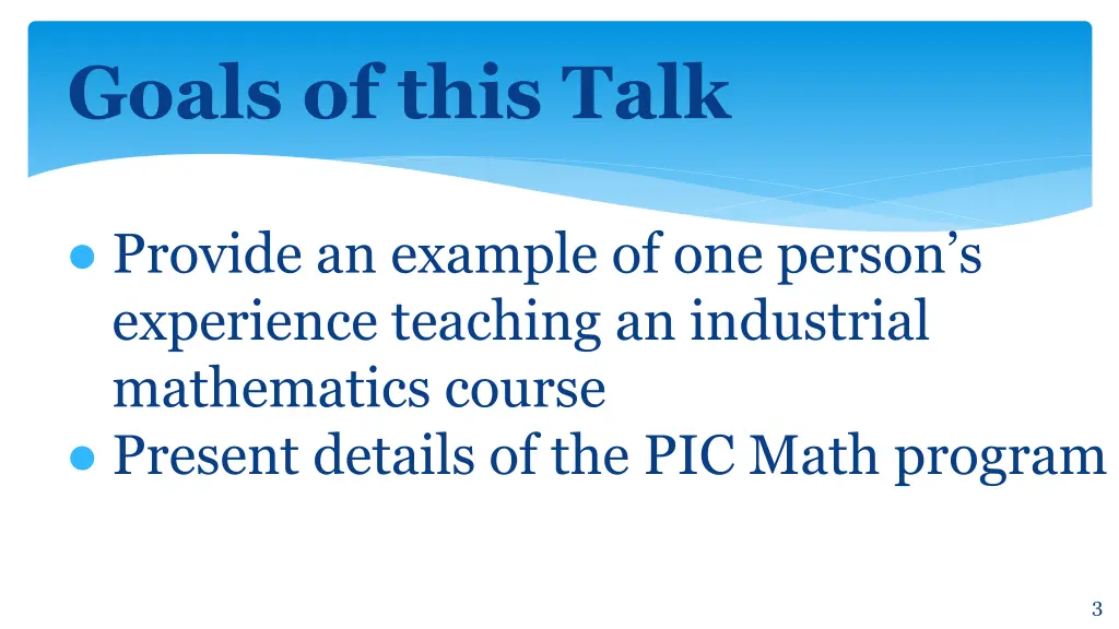 goals of this talk