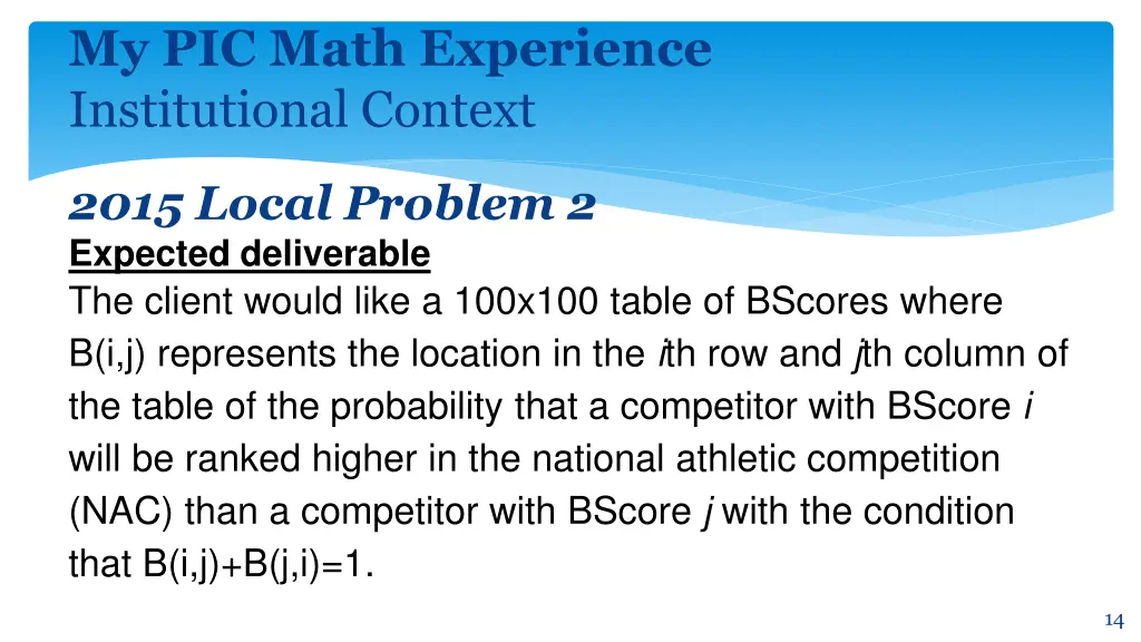 my pic math experience institutional context 6