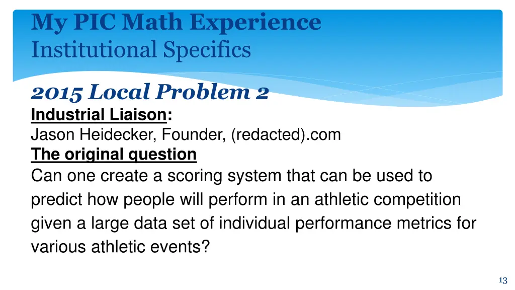 my pic math experience institutional specifics 1