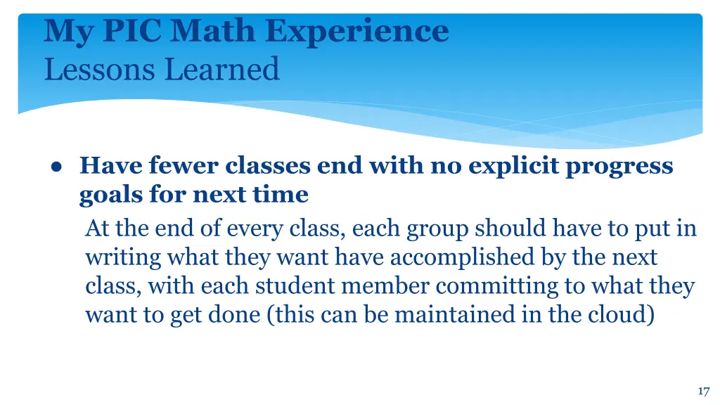 my pic math experience lessons learned 2