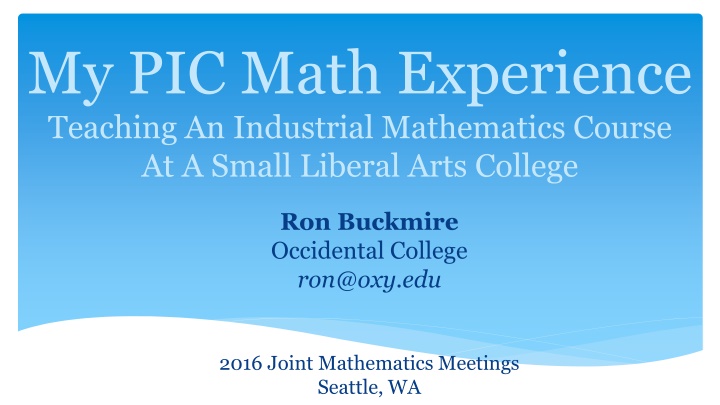 my pic math experience teaching an industrial
