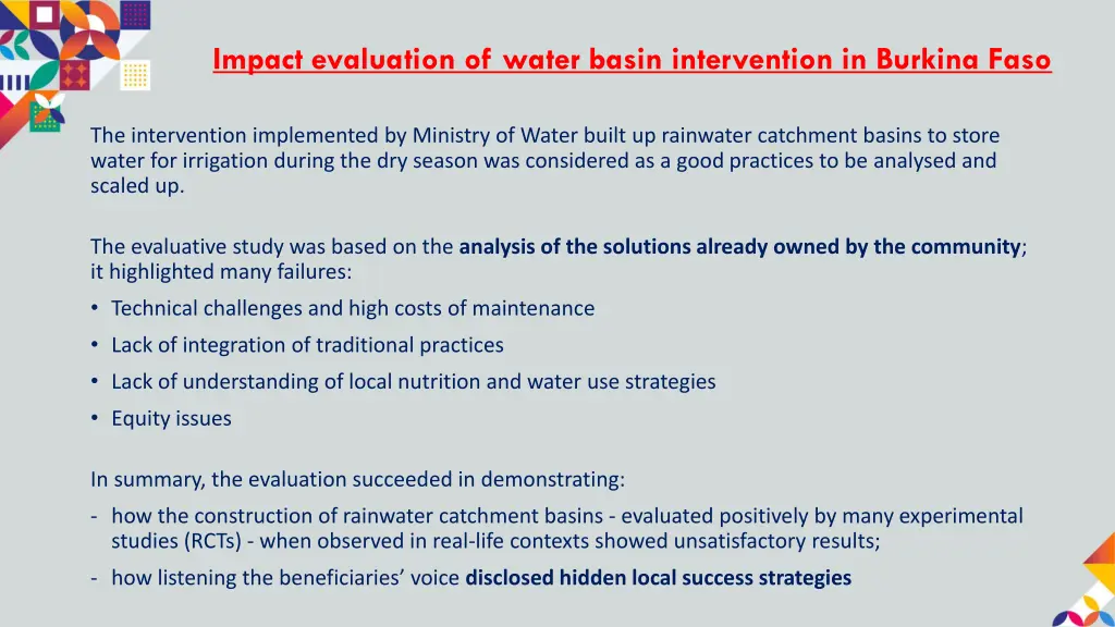 impact evaluation of water basin intervention