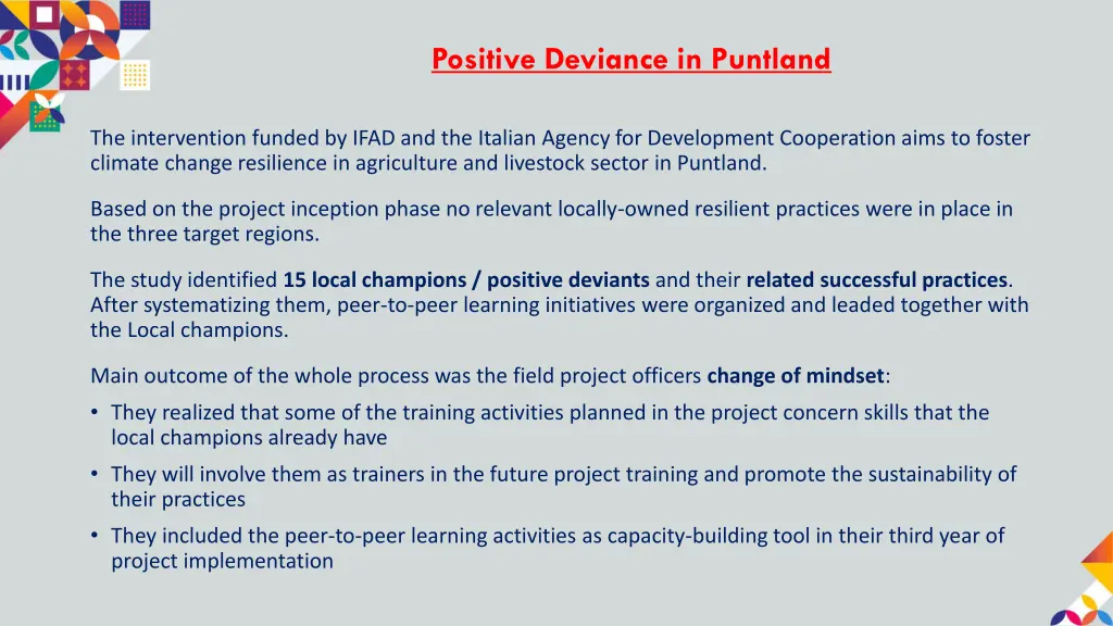 positive deviance in puntland